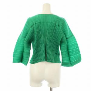 PLEATS PLEASE ISSEY MIYAKE イッセイミヤケ カーディガン 五分袖 プリーツ グリーン PP31JO472