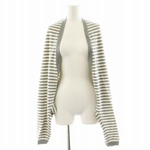 カーディガン ボーダー カシミヤ シルク混 38 グレー 07P P30878