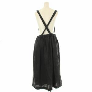 nest Robe サロペットスカート フレア ロング サスペンダー リネン 黒 ブラック 01152-1221 /OR