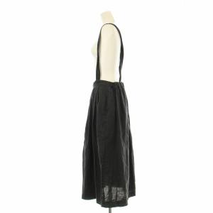 nest Robe サロペットスカート フレア ロング サスペンダー リネン 黒 ブラック 01152-1221 /OR