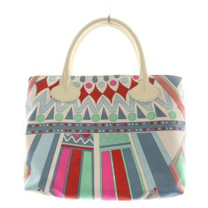 Emilio Pucci トートバッグ ハンドバッグ 総柄 ナイロン マルチカラー ピンク 赤 レッド 青 ブルー /AN4 D