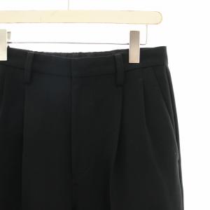 Spick&Span 24SS ダブルクロスツータックパンツ ワイドパンツ イージー 38 黒 ブラック 24030200810010