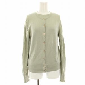 アンサンブルニット カットソー ノースリーブ カーディガン 長袖 絹 シルク カシミヤ 38 カーキ 82H5061