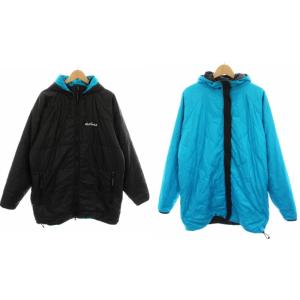 PRIMALOFT リバーシブル 中綿ジャケット パーカー ジップアップ L 黒 青 USA製 /YM