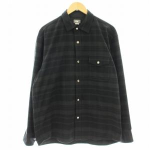 ストレッチフランネルシャツ NR62031 チェック 長袖 シャツ L 黒 ブラック /G