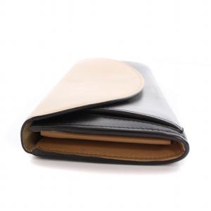 MARNI 長財布 フラップデザイン バイカラー レザー 黒 ベージュ /YM