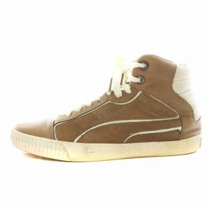 × プーマ PUMA ハイカット スニーカー シューズ ロゴ US8 26.0cm ベージュ 354430