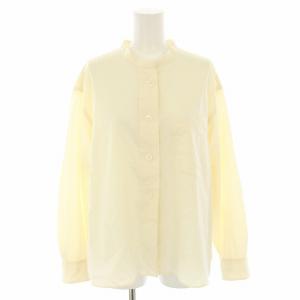 22SS コットンシルクシャツ ブラウス バンドカラー 長袖 絹 シルク混 1 アイボリー 578-3153002