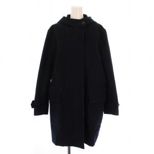 ロングコート アウター フード ウール 3 紺 ネイビー /BB