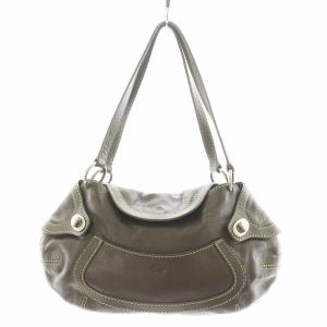 ハンドバッグ ショルダーバッグ ロゴ レザー カーキ /AN5