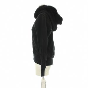 GRACE CONTINENTAL タグ付き レース切替ファー付パーカー スウェット ジップアップ 36 黒 ブラック 14352080-0