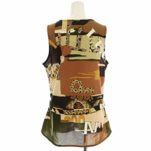 LEONARD SPORT タンクトップ ノースリーブ カットソー 0588743 メッシュ素材 総柄 42 茶 ブラウン /G