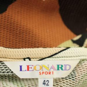 LEONARD SPORT タンクトップ ノースリーブ カットソー 0588743 メッシュ素材 総柄 42 茶 ブラウン /G