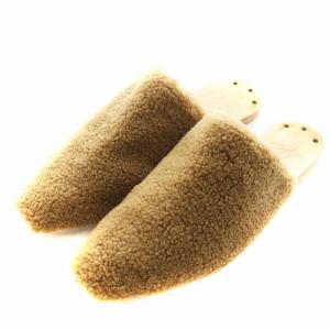 スリッポン スリッパ ボア レザー 37 茶 ブラウン 11721053 /AN32