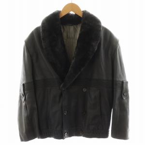 レザージャケット ファー カシミヤ 50 グレー