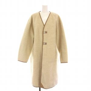 コクーンボアコート ロング ノーカラー アウター 38 アイボリー ベージュ 11720007 /YM
