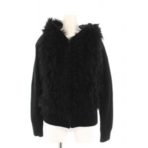 ニット ジップアップパーカー ファー 長袖 36 黒 1345 4163-0 /YM