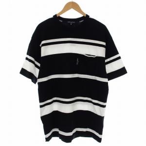 AD2023 Tシャツ HM-T013 ボーダー ポケット 半袖 M 黒 白 /G