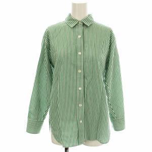 ストライプ シャツ NS0303 ブラウス 長袖 32 緑 グリーン /G