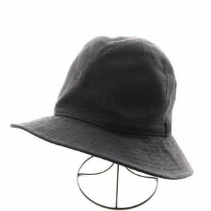 フェドラハット 帽子 リネン 麻 黒 ブラック HX-H11-301 /AN4