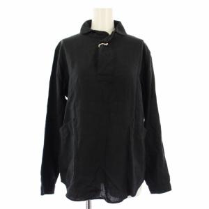 プルオーバーリネンシャツ ラウンドカラー 長袖 S 黒 LS-3M3 /TK