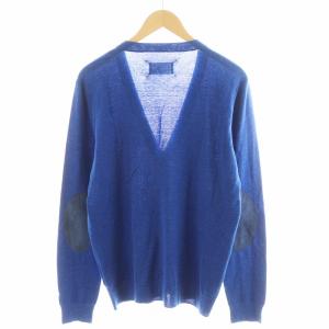 Maison Margiela 14 14SS カーディガン エルボーパッチ ウール L 青 ブルー S50HA0497 /AN42