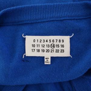 Maison Margiela 14 ニットカーディガン 長袖 Vネック エルボーパッチ ウール L 青 ブルー /BB