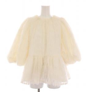 pas de deux ペプラムトップス ボリューム袖 カットソー 七分袖 白 BL-2230480 /YM