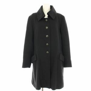 ステンカラーコート ウール混 ロング 42 黒 ブラック M463TP42 /HN