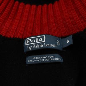 Polo by Ralph Lauren ビッグポニー ニットジャケット ジップアップ ロゴ ウール S 黒 ブラック 赤 レッド MNBLSWEM3S00020