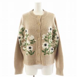 20AW フラワー刺繍ニットカーディガン M ピンクベージュ 4A207