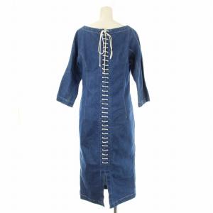 49AV. junko shimada ストレッチデニムワンピース ロング レースアップ 長袖 40 青 ブルー 4902422617 /OR