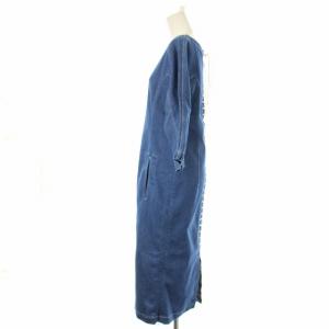 49AV. junko shimada ストレッチデニムワンピース ロング レースアップ 長袖 40 青 ブルー 4902422617 /OR