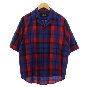 オープンカラーチェックシャツ 半袖 48 青 赤 19SS-REBL-181-J /BM