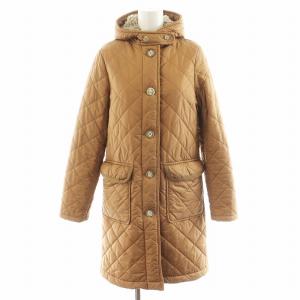 キルティングコート 中綿コート ロング丈 フード 裏ボア アウター 36 茶 ブラウン L162MCQCO0011M