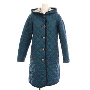 キルティングコート フード付き ロング 中綿 アウター 36 青 /YM