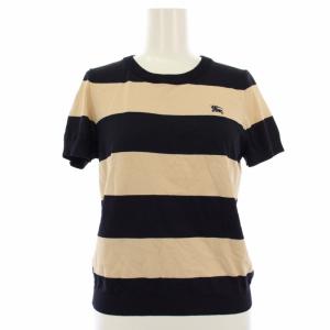 BURBERRY BLUE LABEL セットアップ 上下 ニット セーター 半袖 スカート ミニ ボーダー 38 ベージュ E1J93-159-40