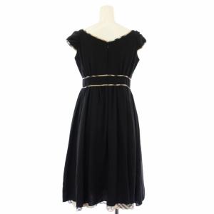 BURBERRY BLUE LABEL ワンピース ノースリーブ ひざ丈 ウエストリボン チェック 36 黒 FM513-113-09 /TK