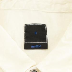 maillot linen polo shirt-Tee シャツ 半袖 プルオーバー 麻 リネン 0 白 ホワイト MAS-22122