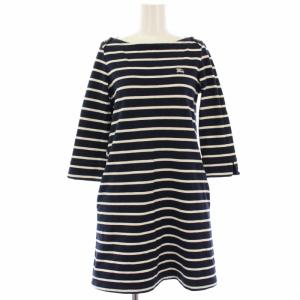 ワンピース ミニ ボーダー 七分袖 ホース 刺繍 38 紺 白 E1J89-628-29 /TK