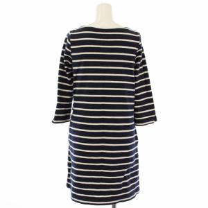 BURBERRY BLUE LABEL ワンピース ミニ ボーダー 七分袖 ホース 刺繍 38 紺 白 E1J89-628-29 /TK