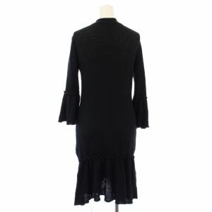 BURBERRY BLUE LABEL ロングカーディガン ニット フリル 七分袖 リネン混 38 黒 FB579-173-09 /TK