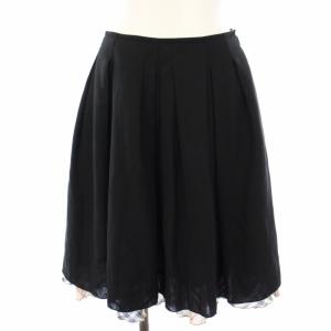 フレアスカート ミニ 切替 チェック 36 黒 ベージュ FX521-113-09 /TK