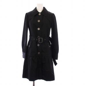 トレンチコート アウター ロング 裏地チェック 36 ブラック FNR36-305-87 /KH