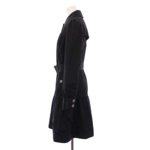 BURBERRY BLUE LABEL トレンチコート アウター ロング 裏地チェック 36 ブラック FNR36-305-87 /KH