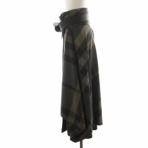 ADORE ラップスカート フレアスカート ロング丈 チェック柄 ベルト付き 36 グレー 531-0220603