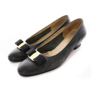 パンプス ローヒール ヴァラリボン 7.5 黒 /YM