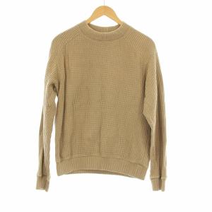 ミッドネックワッフル セーター ニット 長袖 S ベージュ JM7653 /OR