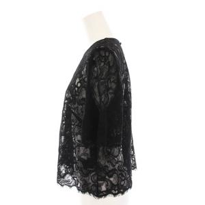 GRACE CONTINENTAL 24AW コードレーストップ カットソー 刺繍 半袖 38 黒 0124341063 /YM