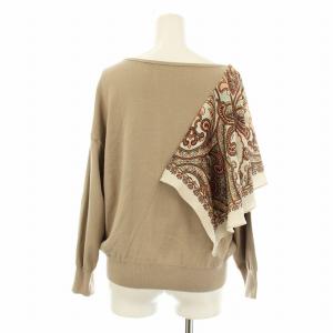 Diagram サイドスカーフニットトップ セーター 長袖 ペイズリー柄スカーフ 36 ベージュ 0320443055